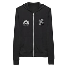 Load image into Gallery viewer, OPA 'Hello' Back Logo Adult Unisex Zip Hoodie - Black or Charcoal