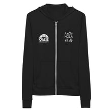Load image into Gallery viewer, OPA 'Hello' Back Logo Adult Unisex Zip Hoodie - Black or Charcoal