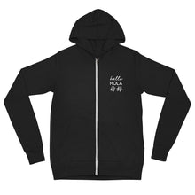 Load image into Gallery viewer, Oasis 'Hello' Logo Adult Unisex Zip Hoodie - Black