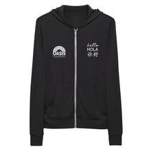 Load image into Gallery viewer, OPA &#39;Hello&#39; Back Logo Adult Unisex Zip Hoodie - Black or Charcoal
