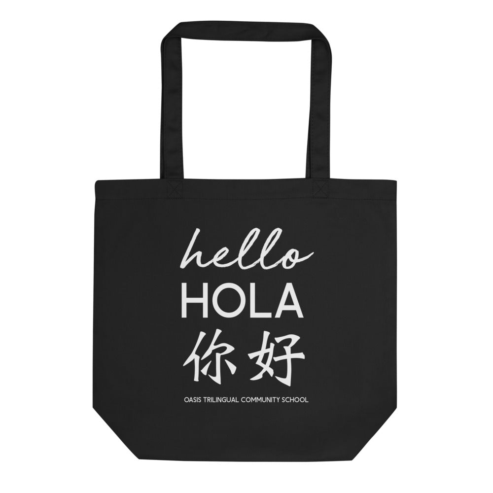 Oasis 'Hello' Trilingual Medium Organic Tote Bag - Black