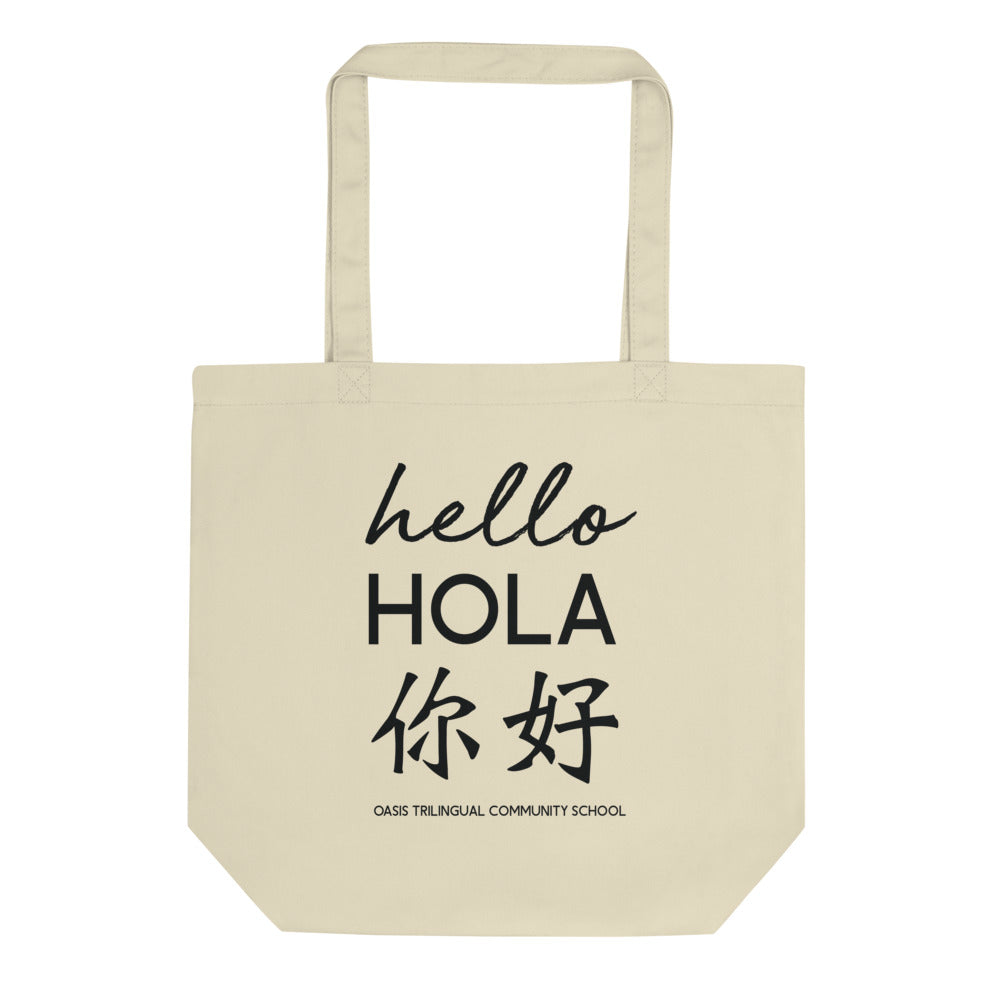 Oasis 'Hello' Trilingual Medium Organic Tote Bag - Natural