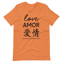 Load image into Gallery viewer, Oasis &#39;Love&#39; Trilingual Adult Unisex Tee - Multiple Colors
