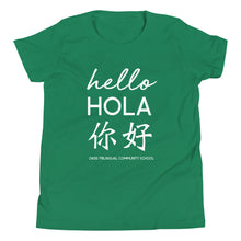 Load image into Gallery viewer, Oasis &#39;Hello&#39; Trilingual Youth Unisex T-Shirt - Multiple Colors
